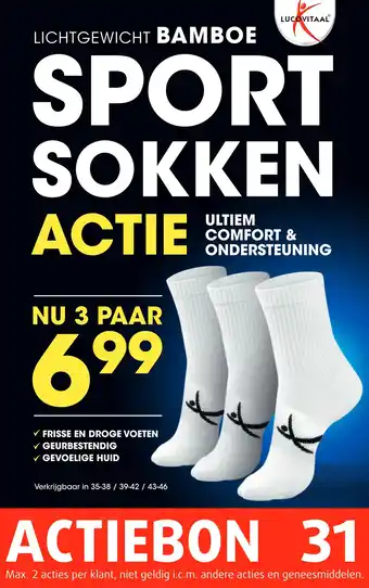 Lucovitaal LICHTGEWICHT BAMBOE SPORT SOKKEN aanbieding