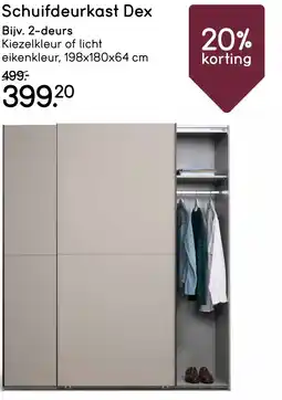 Leen Bakker Schuifdeurkast Dex - kiezel - 198x180x64 cm aanbieding