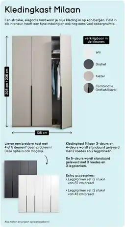 Leen Bakker Kledingkast Milaan aanbieding