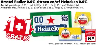 Coop Amstel Radler 0.0 citroen en of Heineken 0.0 aanbieding