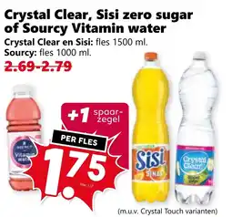 CoopCompact Crystal Clear, Sisi zero sugar of Sourcy Vitamin water aanbieding