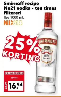 CoopCompact Smirnoff recipe No21 vodka - ten times filtered aanbieding