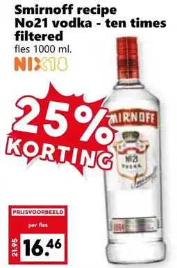 Coop Smirnoff recipe No21 vodka ten times filtered aanbieding
