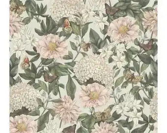 Hornbach A.S. CRÉATION Vliesbehang 39426-4 Drawn Into Nature bloemen grijs lichtroze groen wit aanbieding