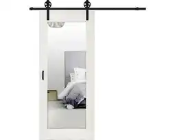 Hornbach BARNDOOR Vintage wit met spiegel, spaak rail en grepen 95x215 cm aanbieding