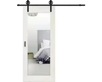 Hornbach BARNDOOR Vintage wit met spiegel, spaak rail en grepen 95x215 cm aanbieding