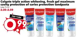 Coop Colgate triple action whitening, fresh gel maximum cavity protection of caries protection tandpasta aanbieding