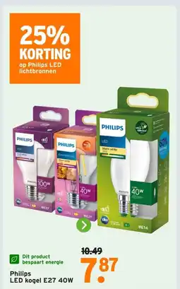 GAMMA Philips LED kogel E27 40W aanbieding