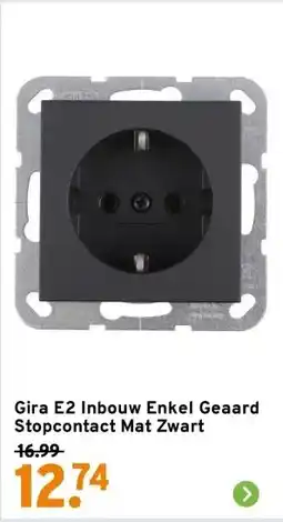 GAMMA Gira E2 Inbouw Enkel Geaard Stopcontact Mat Zwart aanbieding