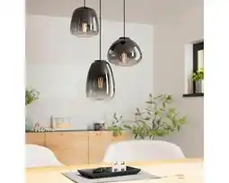 Hornbach EGLO Hanglamp Aguilares 3-lichts rond zwart-rookglas aanbieding