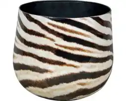 Hornbach PASSION FOR POTTERY Bloempot Zebra Metaal wit zwart Ø 20 cm H 18 cm aanbieding
