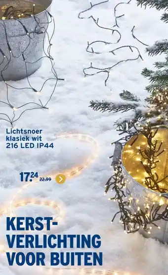 GAMMA Lichtsnoer klasiek wit 216 LED IP44 aanbieding