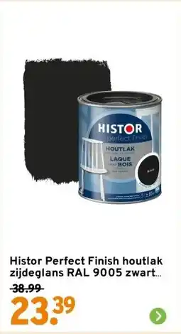 GAMMA Histor Perfect Finish houtlak zijdeglans RAL 9005 zwart 750 ml aanbieding