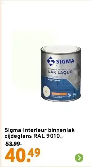 GAMMA Sigma Interieur binnenlak zijdeglans RAL 9010 zuiverwit 750 ml aanbieding