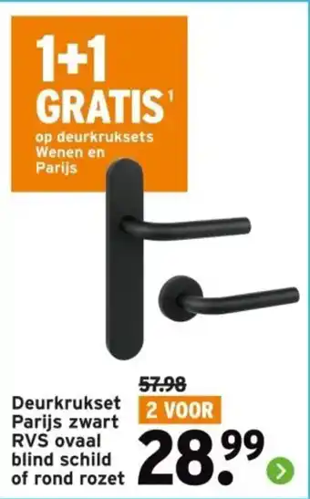 GAMMA Deurkrukset Parijs zwart RVS ovaal blind schild of rond rozet aanbieding