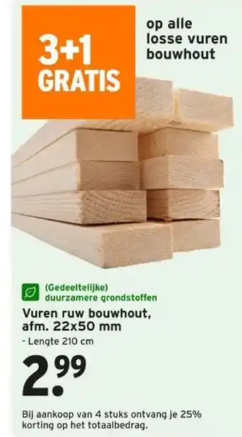 GAMMA Vuren ruw bouwhout aanbieding