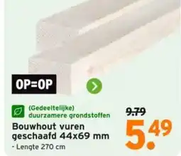GAMMA Bouwhout vuren geschaafd aanbieding