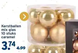 GAMMA Kerstballen mix glas 10 stuks caramel aanbieding
