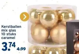 GAMMA Kerstballen mix glas 10 stuks caramel aanbieding