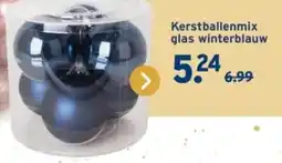 GAMMA Kerstballenmix glas winterblauw aanbieding