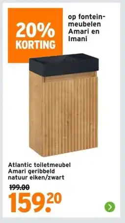 GAMMA Atlantic toiletmeubel Amari geribbeld natuur eiken/zwart aanbieding