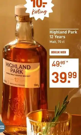 Gall & Gall Highland Park 12 Years 70CL aanbieding