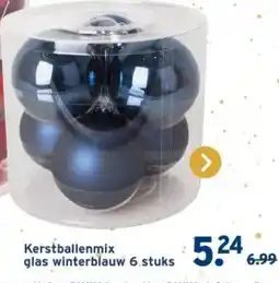 GAMMA Kerstballenmix glas winterblauw aanbieding