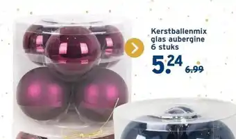 GAMMA Kerstballenmix glas aubergine aanbieding