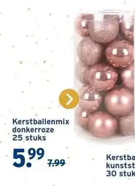 GAMMA Kerstballenmix donkerroze aanbieding
