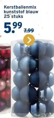GAMMA Kerstballenmix kunststof blauw aanbieding