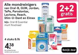 Etos Alle mondreinigers van Oral-B, GUM, Jordan, TePe, Parodontax, Lactona, Reach, Stim-U-Dent en Elmex aanbieding