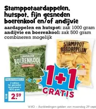 Boon`s Markt Stamppotaardappelen, hutspot, fijn gesneden boerenkool en/of andijvie aanbieding