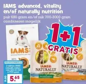 Boon`s Markt IAMS advanced. vitality en/of naturally nutrition aanbieding