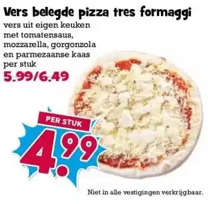 Boon`s Markt Vers belegde pizza tres formaggi aanbieding