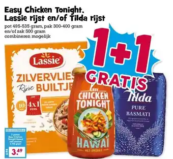 Boon`s Markt Easy Chicken Tonight. Lassie rijst en/of Tilda rijst aanbieding