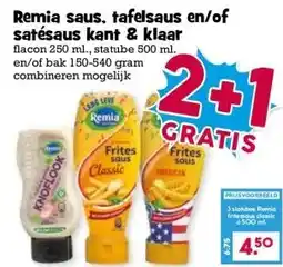 Boon`s Markt Remia saus, tafelsaus en/of satésaus kant & klaar aanbieding