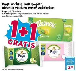 Boon`s Markt Page vochtig toiletpapier. Kleenex tissues en/of zakdoeken aanbieding