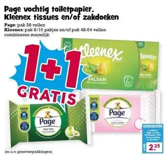 Boon`s Markt Page vochtig toiletpapier. Kleenex tissues en/of zakdoeken aanbieding