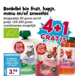 Boon`s Markt Bonbébé bio fruit, hapje. menu en/of smoothie aanbieding