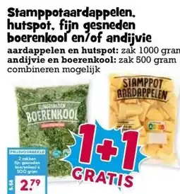 Boon`s Markt Stamppotaardappelen. hutspot, fijn gesneden boerenkool en/of andijvie aanbieding