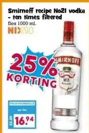 Boon`s Markt Smimoff recipe No21 vodka - ten times filtered aanbieding