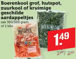 Dagwinkel Boerenkool grof, hutspot, zuurkool of kruimige geschilde aardappeltjes aanbieding