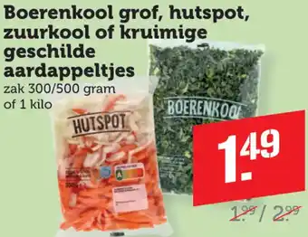 Dagwinkel Boerenkool grof, hutspot, zuurkool of kruimige geschilde aardappeltjes aanbieding