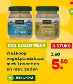 Welkoop Welkoop vogelpindakaas met insecten en met zaden aanbieding