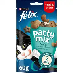 Jumbo FELIX Party Mix Seaside met Zalm, Koolvis- & Forelsmaak - Kattensnacks - 60g aanbieding