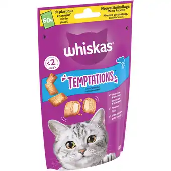 Jumbo Whiskas Temptations Kattensnacks met Zalm 60 g aanbieding