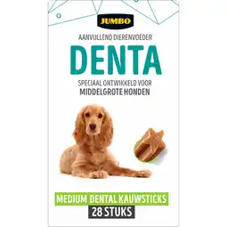 Jumbo Jumbo Aanvullend Dierenvoeder Denta Medium Dental Kauwsticks 28 Stuks 720 g aanbieding
