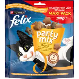 Jumbo FELIX Party Mix Original met Kip-, Lever- & Kalkoensmaak - Kattensnacks - 200g aanbieding