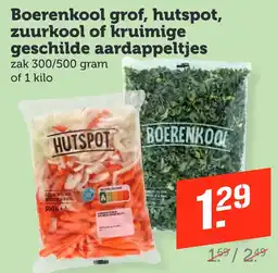 Coop Boerenkool grof, hutspot, zuurkool of kruimige geschilde aardappeltjes aanbieding