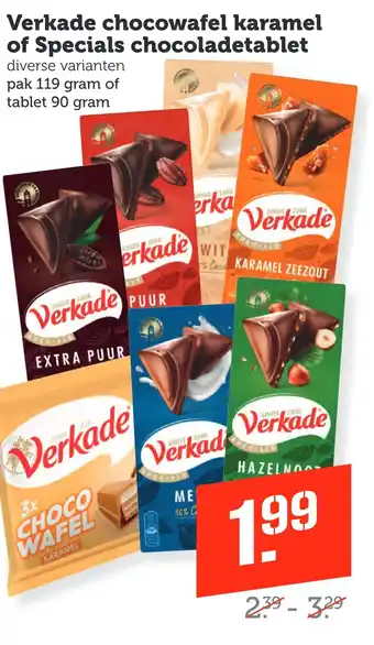 Coop Verkade chocowafel karamel of Specials chocoladetablet aanbieding